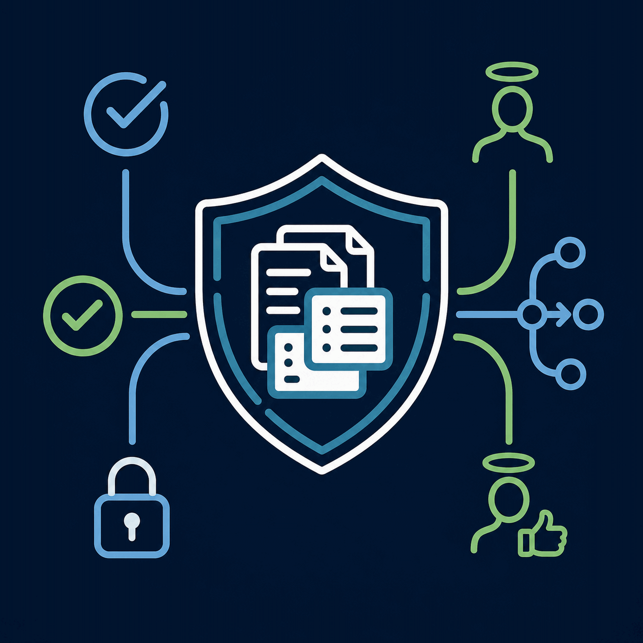 Technology law, governance and compliance illustration